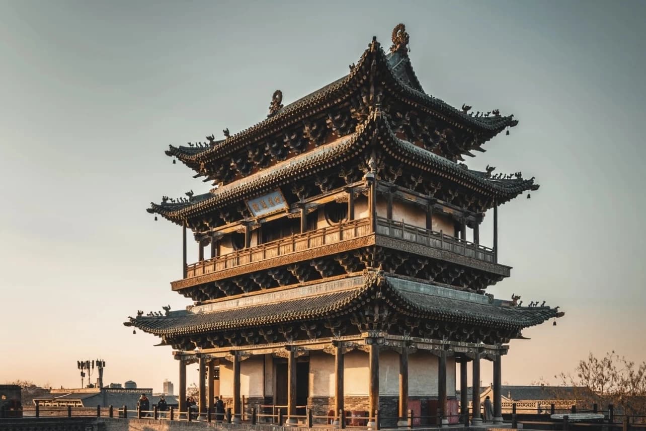City tower in Pingyao Ancient City, one of Shanxi's most visited heritage destinations accessible from Taiyuan